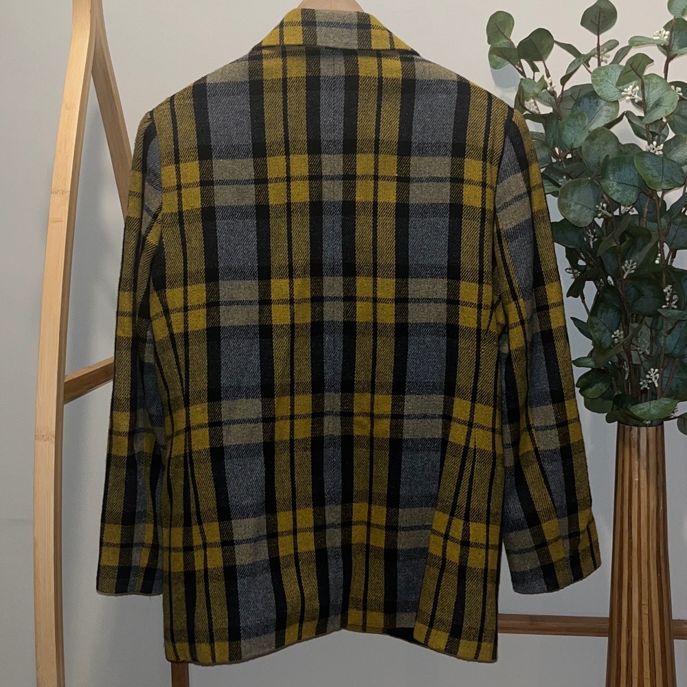 Vintage Yellow and Black Plaid Oversized Used Blazer - Picture 4 of 4